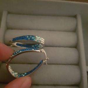 Swarovski crystaluxe inside out oval hoop earings